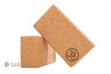 2 X Natural Cork Yoga Block Brick 70mm with OM - Eco Friendly
