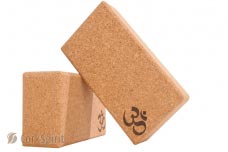 2 X Natural Cork Yoga Block Brick 75mm with OM - Eco Friendly