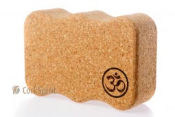 Natural Cork Yoga Block Brick Wave with OM